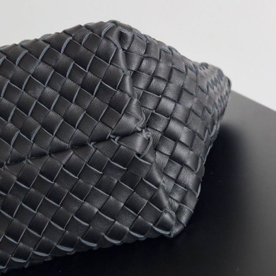 Migliore Repliche Borsa Bottega Veneta Mini Cabat agnello intrecciata nera Economiche Outlet Online