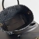Migliore Repliche Borsa Bottega Veneta Mini Cabat agnello intrecciata nera Economiche Outlet Online