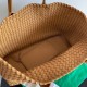 Migliore Repliche Borsa Cabat media Bottega Veneta agnello intrecciata color caramello Economiche Outlet Online