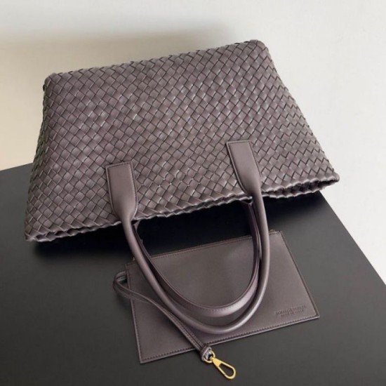 Miglior Falso Borsa Cabat media Bottega Veneta Intrecciato fondente agnello Economiche Premium