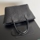 Perfette Qualità Repliche Borsa Cabat media Bottega Veneta agnello intrecciata nera Imitazione