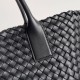 Perfette Qualità Repliche Borsa Cabat media Bottega Veneta agnello intrecciata nera Imitazione