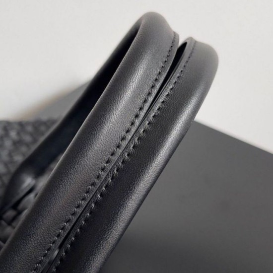 Perfette Qualità Repliche Borsa Cabat media Bottega Veneta agnello intrecciata nera Imitazione