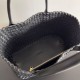 Perfette Qualità Repliche Borsa Cabat media Bottega Veneta agnello intrecciata nera Imitazione