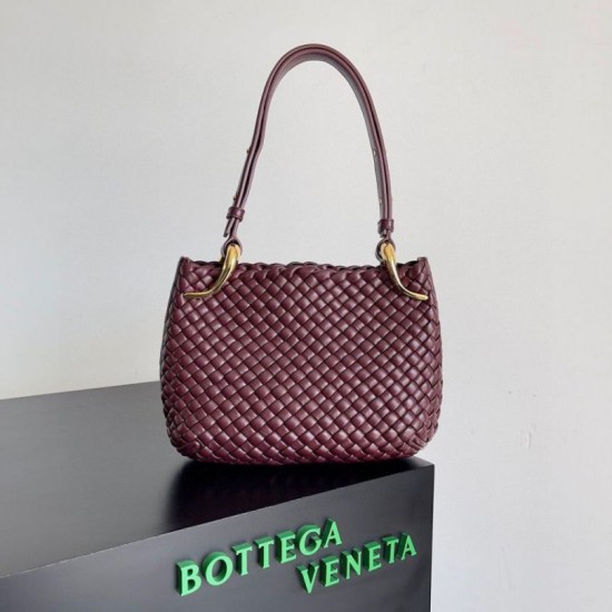 Migliore Repliche Borsa piccola Clicker di Bottega Veneta agnello intrecciata bordeaux Economiche Outlet Online