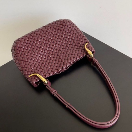Migliore Repliche Borsa piccola Clicker di Bottega Veneta agnello intrecciata bordeaux Economiche Outlet Online