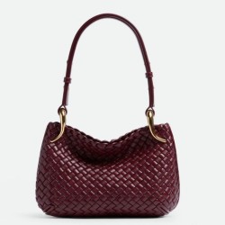 Migliore Repliche Borsa piccola Clicker di Bottega Veneta agnello intrecciata bordeaux Economiche Outlet Online