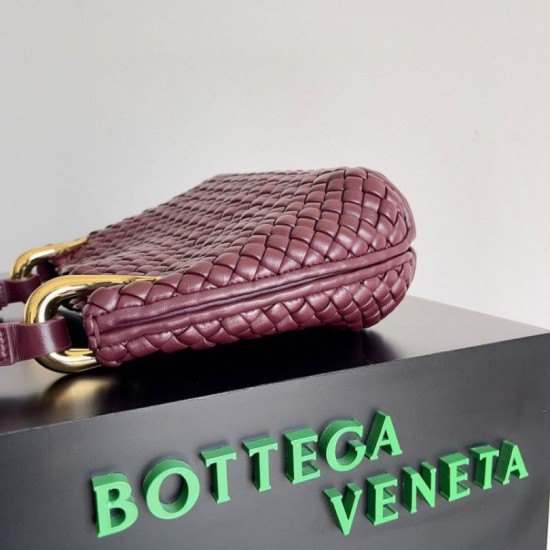 Migliore Repliche Borsa piccola Clicker di Bottega Veneta agnello intrecciata bordeaux Economiche Outlet Online