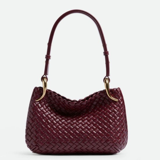 Migliore Repliche Borsa piccola Clicker di Bottega Veneta agnello intrecciata bordeaux Economiche Outlet Online