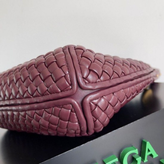 Migliore Repliche Borsa piccola Clicker di Bottega Veneta agnello intrecciata bordeaux Economiche Outlet Online