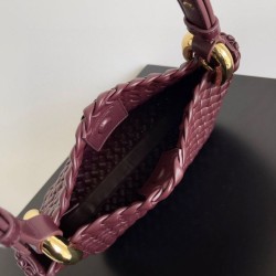 Migliore Repliche Borsa piccola Clicker di Bottega Veneta agnello intrecciata bordeaux Economiche Outlet Online