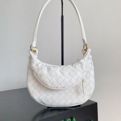 Migliore Repliche Borsa piccola Bottega Veneta Gemelli agnello intrecciata bianca Economiche Outlet Online