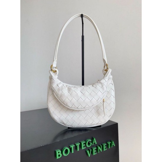 Migliore Repliche Borsa piccola Bottega Veneta Gemelli agnello intrecciata bianca Economiche Outlet Online