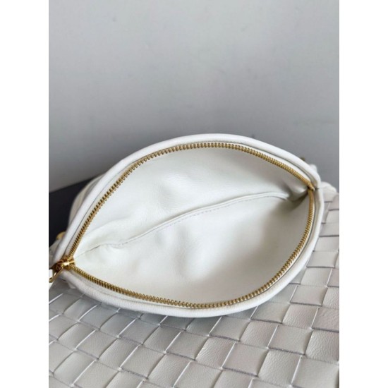 Migliore Repliche Borsa piccola Bottega Veneta Gemelli agnello intrecciata bianca Economiche Outlet Online
