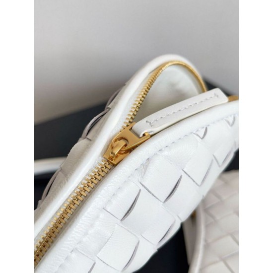 Migliore Repliche Borsa piccola Bottega Veneta Gemelli agnello intrecciata bianca Economiche Outlet Online