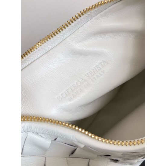 Migliore Repliche Borsa piccola Bottega Veneta Gemelli agnello intrecciata bianca Economiche Outlet Online