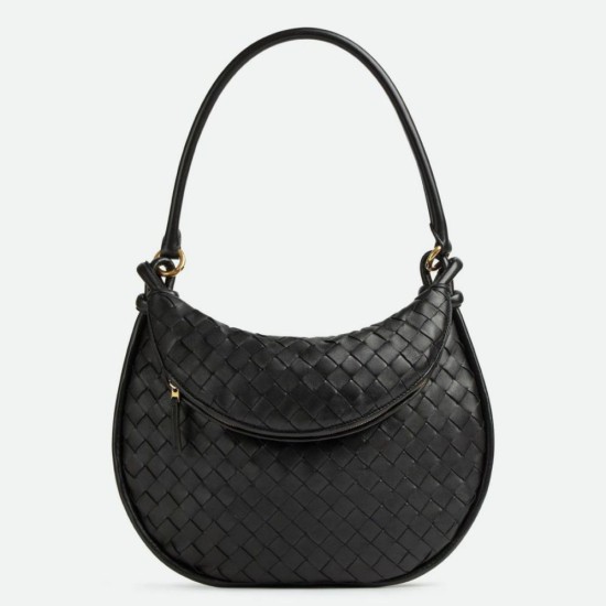 Migliore Repliche Borsa Bottega Veneta Gemelli Media Agnello Intrecciato Nera Economiche Outlet Online