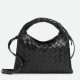 Miglior Falso Bottega Veneta Mini Hop Borsa vitello intrecciata nera Economiche Premium