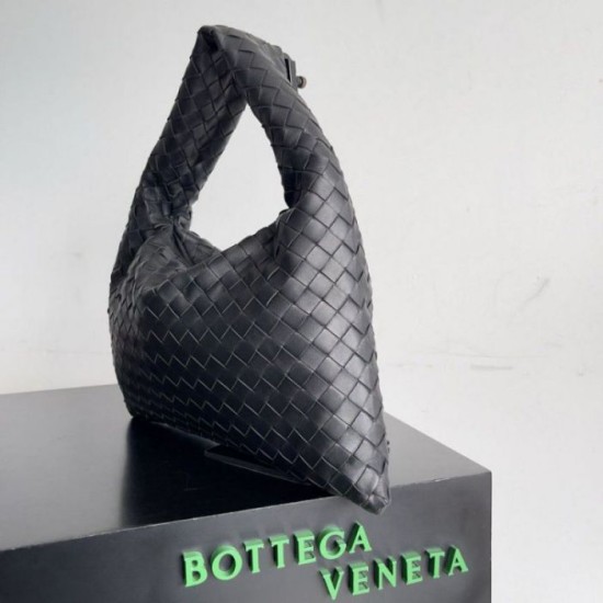 Miglior Falso Borsa Hop Piccola Bottega Veneta Vitello Intrecciato Nero Economiche Premium