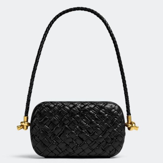 Replica perfetta Bottega Veneta Nodo Minaudiere Su Cinturino Nero Foulard Intreccio  Imitazione Outlet Online