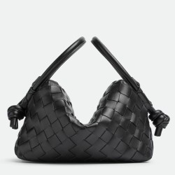 Migliore Repliche Borsa a tracolla Bottega Veneta Piccolo Loop agnello intrecciata nera Economiche Outlet Online