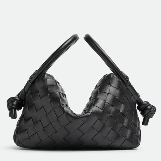 Migliore Repliche Borsa a tracolla Bottega Veneta Piccolo Loop agnello intrecciata nera Economiche Outlet Online