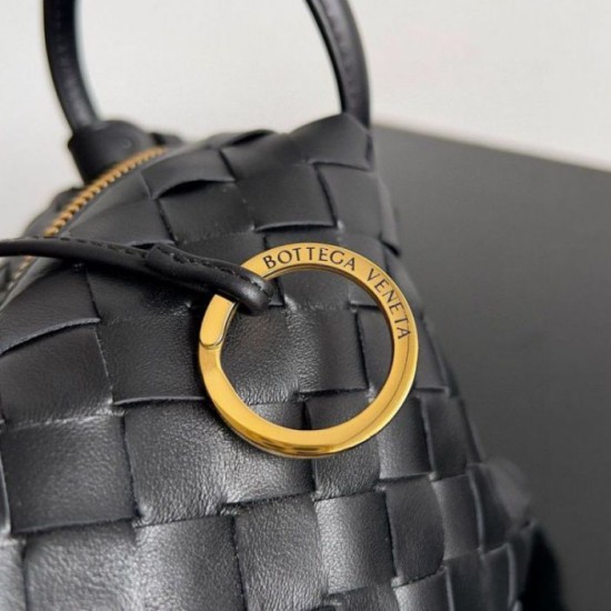 Migliore Repliche Borsa a tracolla Bottega Veneta Piccolo Loop agnello intrecciata nera Economiche Outlet Online