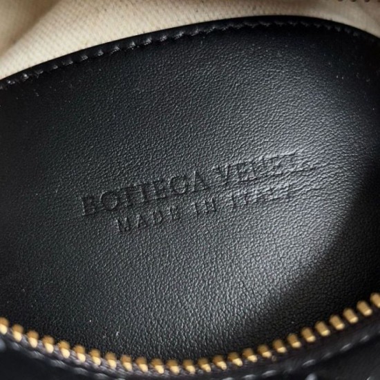 Migliore Repliche Borsa a tracolla Bottega Veneta Piccolo Loop agnello intrecciata nera Economiche Outlet Online