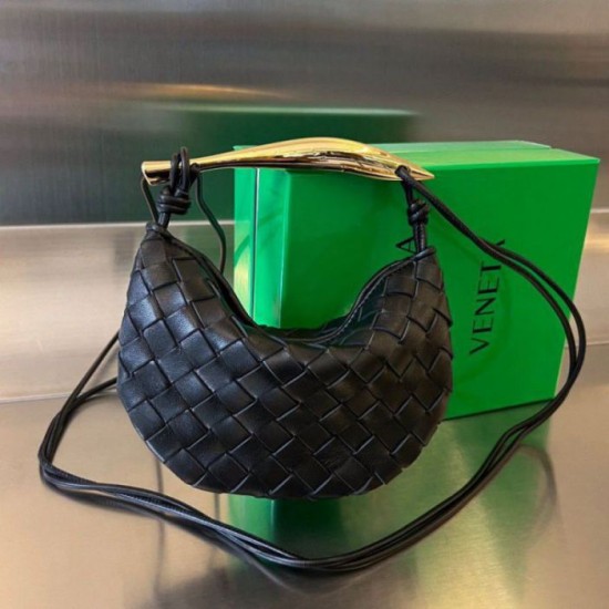 Perfette Qualità Repliche Borsa Mini Bottega Veneta Sardine agnello intrecciata nera Imitazione