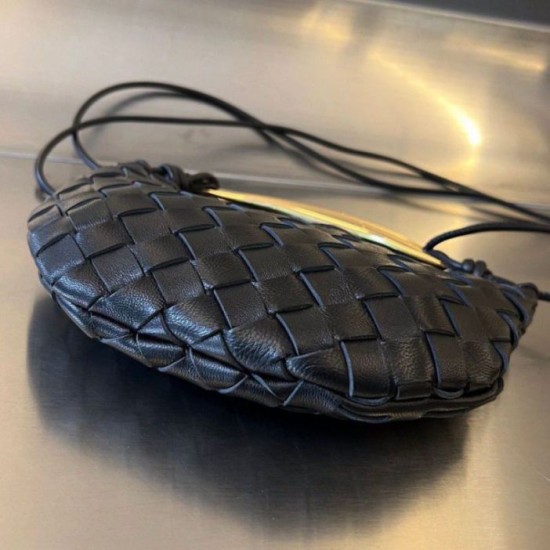 Perfette Qualità Repliche Borsa Mini Bottega Veneta Sardine agnello intrecciata nera Imitazione
