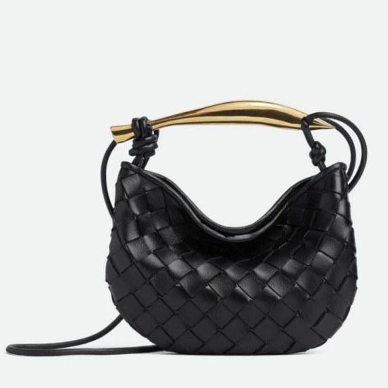 Perfette Qualità Repliche Borsa Mini Bottega Veneta Sardine agnello intrecciata nera Imitazione