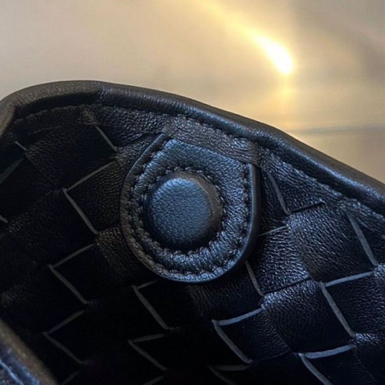Perfette Qualità Repliche Borsa Mini Bottega Veneta Sardine agnello intrecciata nera Imitazione