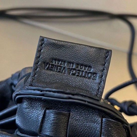 Perfette Qualità Repliche Borsa Mini Bottega Veneta Sardine agnello intrecciata nera Imitazione