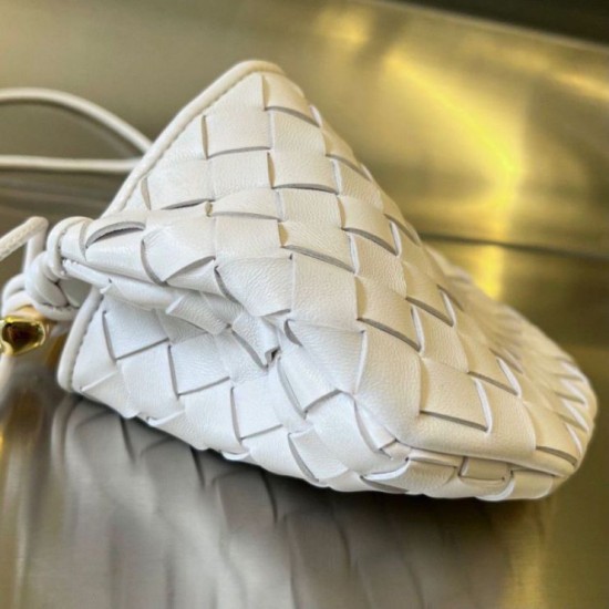 Migliore Repliche Bottega Veneta Mini Borsa Sardine agnello intrecciata bianca Economiche Outlet Online