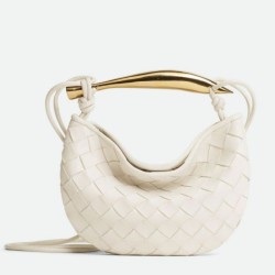 Migliore Repliche Bottega Veneta Mini Borsa Sardine agnello intrecciata bianca Economiche Outlet Online