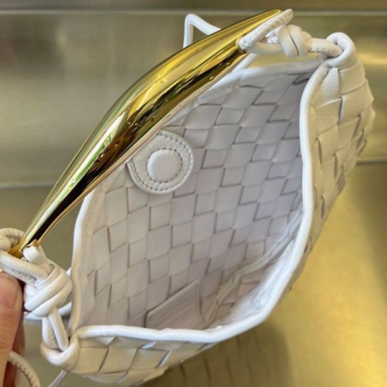 Migliore Repliche Bottega Veneta Mini Borsa Sardine agnello intrecciata bianca Economiche Outlet Online