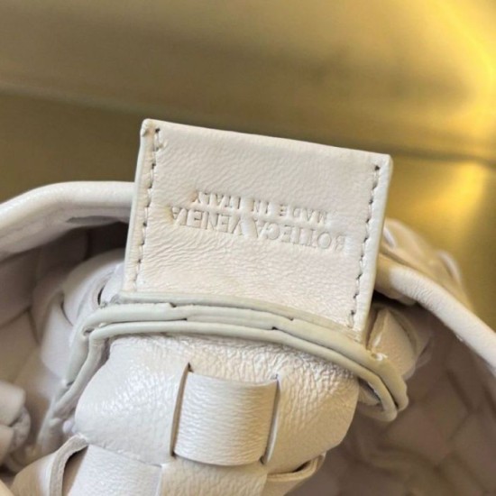 Migliore Repliche Bottega Veneta Mini Borsa Sardine agnello intrecciata bianca Economiche Outlet Online