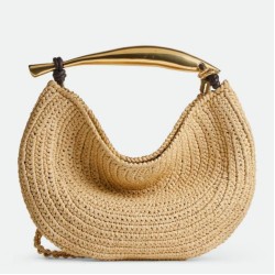Migliore Repliche Borsa piccola Sardine di Bottega Veneta con catena rafia naturale Economiche Outlet Online