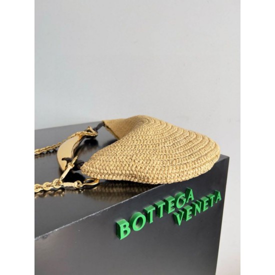 Migliore Repliche Borsa piccola Sardine di Bottega Veneta con catena rafia naturale Economiche Outlet Online