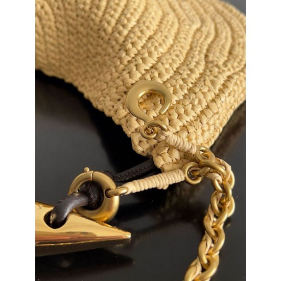 Migliore Repliche Borsa piccola Sardine di Bottega Veneta con catena rafia naturale Economiche Outlet Online