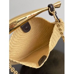 Migliore Repliche Borsa piccola Sardine di Bottega Veneta con catena rafia naturale Economiche Outlet Online