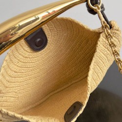 Migliore Repliche Borsa piccola Sardine di Bottega Veneta con catena rafia naturale Economiche Outlet Online