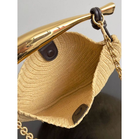 Migliore Repliche Borsa piccola Sardine di Bottega Veneta con catena rafia naturale Economiche Outlet Online