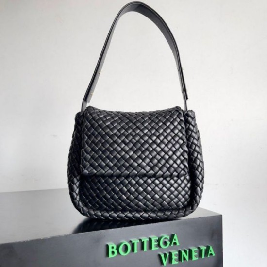 Perfette Qualità Repliche Borsa piccola Bottega Veneta Cobble Intrecciato nero Imitazione