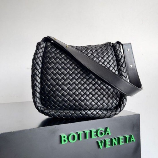 Perfette Qualità Repliche Borsa piccola Bottega Veneta Cobble Intrecciato nero Imitazione