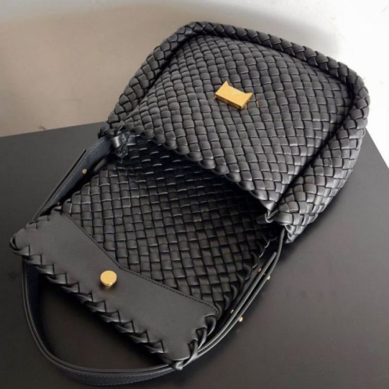 Perfette Qualità Repliche Borsa piccola Bottega Veneta Cobble Intrecciato nero Imitazione