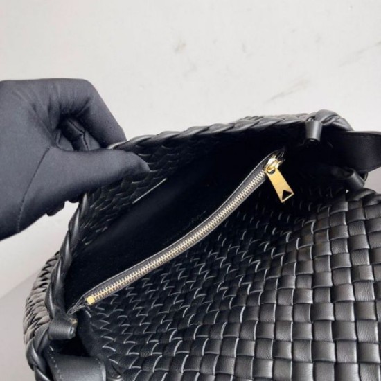 Perfette Qualità Repliche Borsa piccola Bottega Veneta Cobble Intrecciato nero Imitazione