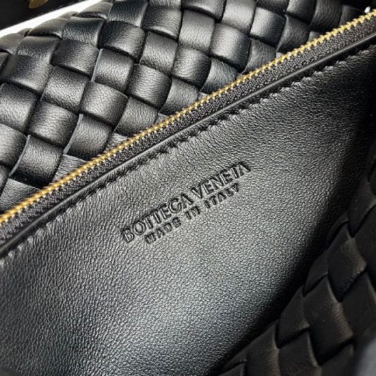 Perfette Qualità Repliche Borsa piccola Bottega Veneta Cobble Intrecciato nero Imitazione