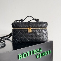 Migliore Repliche Bottega Veneta Bang Bang Vanity Case Nero Intrecciato Economiche Outlet Online