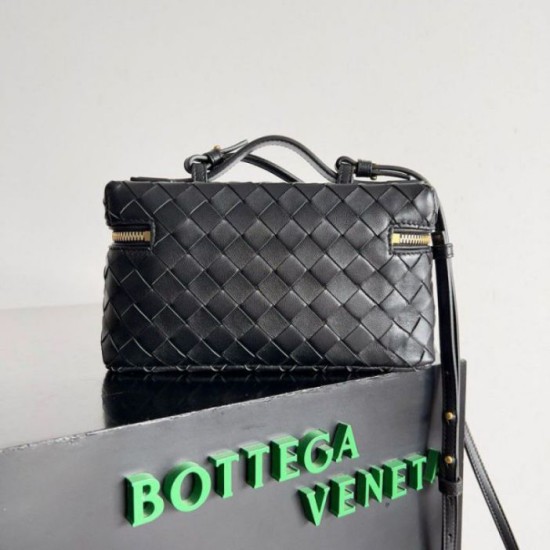 Migliore Repliche Bottega Veneta Bang Bang Vanity Case Nero Intrecciato Economiche Outlet Online